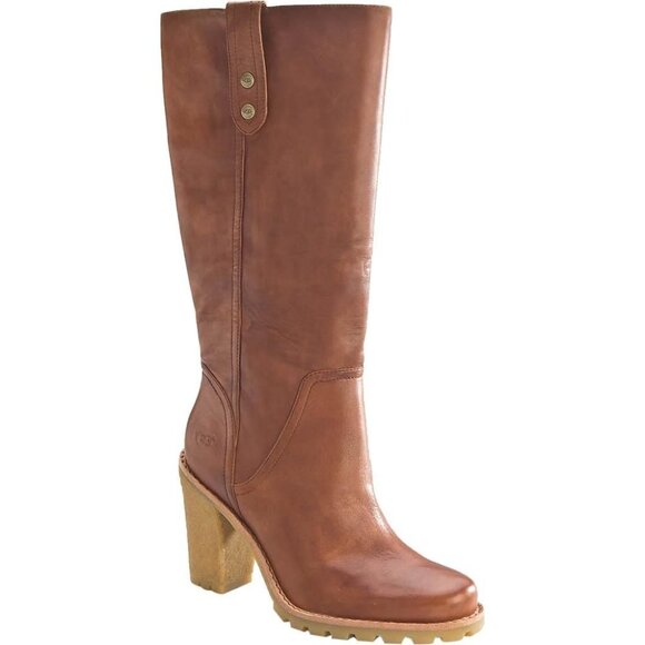 UGG Shoes - UGG Josie II Womens 8 Tall Distressed Leather Chunky Heel 70s Hippie Boho Boots